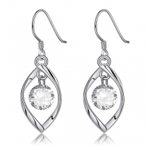 Fashion Rhinestone Inlaid Leaf-shaped Earrings