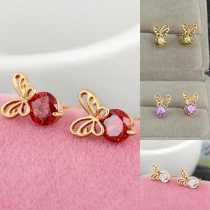 Fashion Rhinestone Inlaid Butterfly Shaped Stud Earrings