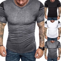 Simple Style Short Sleeve V-neck Men's T-shirt