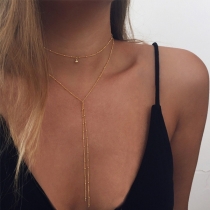 Fashion Long Tassel Pendant Double-layer Necklace