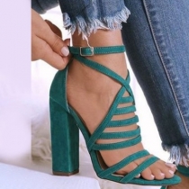 Fashion Thick High-heeled Crossover Lace-up Sandals