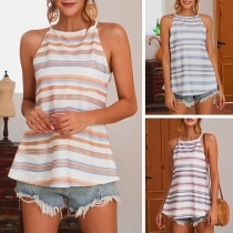 Fashion Colorful Striped Sling Top