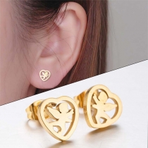 Sweet Style Heart Shaped Alloy Stud Earrings 