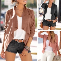 Fashion Solid Color Long Sleeve Lapel Cardigan
