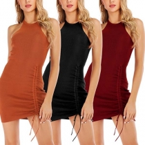 Sexy Off-shoulder Drawstring Hem Slim Fit Dress