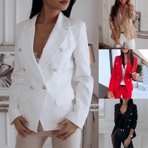 OL Style Long Sleeve Double-breasted Blazer