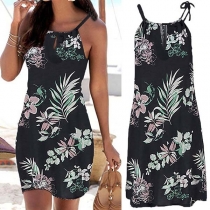 Sexy Backless Slim Fit Printed Sling Dress