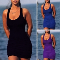 Simple Style Solid Color Slim Fit Tank Dress