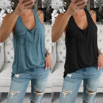 Casual Style Solid Color Loose Tank Top 