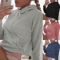 Casual Style Long Sleeve Solid Color Hoodie 