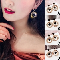 Fashion Rhinestone Inlaid Alloy Earrings 