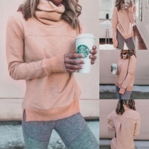 Fashion Long Sleeve Cowl Neck Sweatshirt 