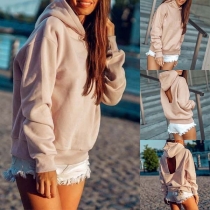 Fashion Solid Color Long Sleeve Loose Hoodie