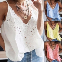 Sexy Backless V-neck Solid Coor Cami Top 