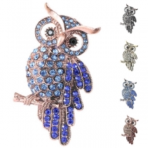 Cute Style Rhinestone Inlaid Owl Shaped Brooch 