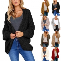 Fashion Solid Color Long Sleeve Knit Cardigan