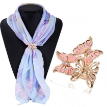 Fashion Rhinestone Inlaid Butterfly Shaped Silk Scarf Buckle