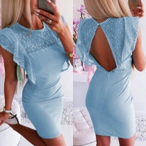 Sexy Backless Lace Spliced Slim Fit Dress