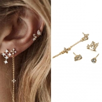 Fashion Rhinestone Inalid Cross Tassel Earring Set 4 pcs/Set 