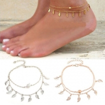 Fashion Leaf Pendant Double-layer Anklet