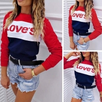 Fashion Contrast Color Letters Printed Long Sleeve Sweatshirt