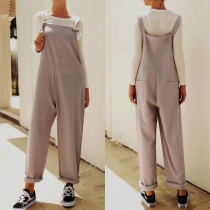 Fashion Solid Color High Waist Loose Overalls