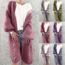 Fashion Solid Color Long Sleeve Knit Cardigan