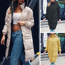 Fashion Solid Color Long Sleeve Hooded Overcoat 