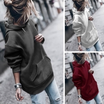 Casual Style Long Sleeve Solid Color Hoodie 