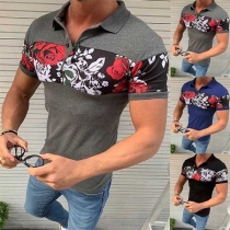 Fashion Short Sleeve POLO Collar Man's Printed T-shirt 