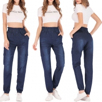 Fashion High Waist Side-pocket Jeans