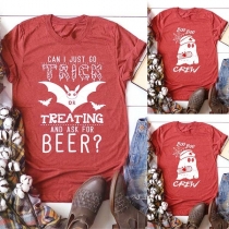 Casual Style Short Sleeve Round Neck Printed T-shirt 