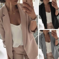 OL Style Long Sleeve Solid Color Blazer 