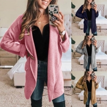 Fashion Solid Color Long Sleeve Lapel Thin Cardigan