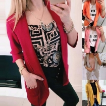 OL Style Long Sleeve Solid Color Blazer 