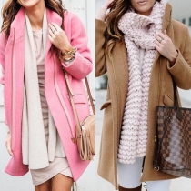 Fashion Solid Color Long Sleeve Stand Collar Woolen Coat