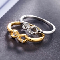 Fashion Rhinestone Inlaid Infinite Symbol Ring