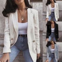 OL Style Long Sleeve Solid Color Blazer Jacket