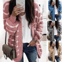 Fashion Lantern Sleeve Loose Knit Cardigan 