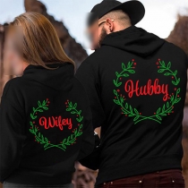Fashion Long Sleeve Hooded Printed Couple Sweatshirt