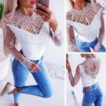 Sexy Hollow Out Lace Spliced Sleeveless Slim Fit Top