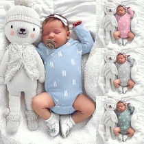 Fashion Long Sleeve Side-button Printed Bodysuit for Babies