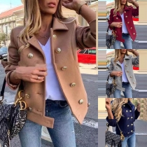 Fashion Solid Color Long Sleeve Double-breasted Thin Coat