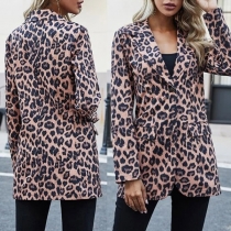 Fashion Leopard Printed Long Sleeve Blazer