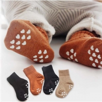 Fashion Solid Color Anti-slip Children's Socks 2 Pairs/Set