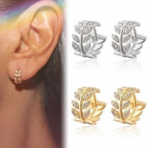 Fresh Style Rhinestone Inlaid Leaf Shaped Stud Earrings