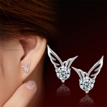 Fashion Rhinestone Inlaid Wing Shaped Stud Earrings