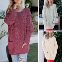 Fashion Solid Color Long Sleeve Round Neck Plush Top