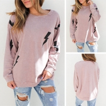 Casual Style Long Sleeve Round Neck Printed Sweatshirt