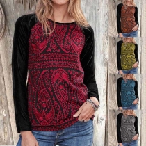 Fashion Long Sleeve Round Neck Printed T-shirt